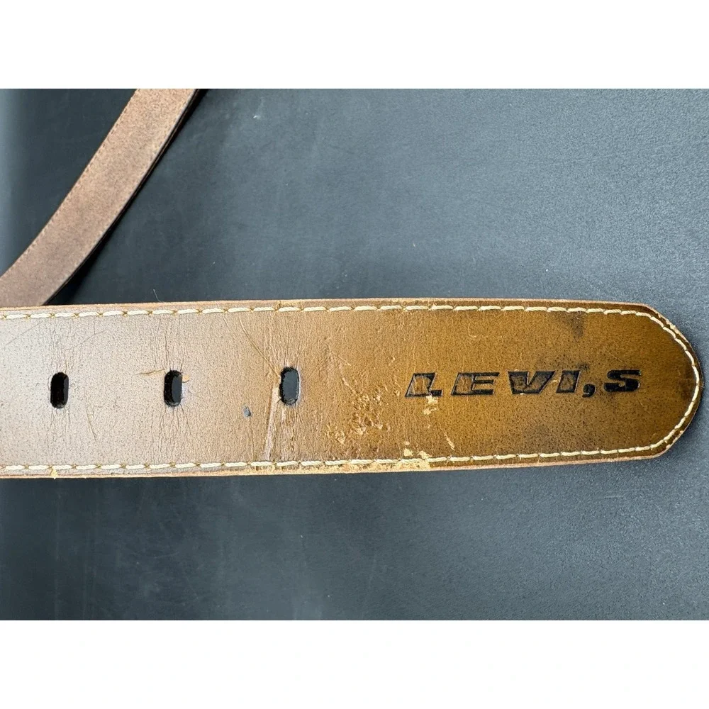 Vintage Levi Strauss & Co Belt Men's Size 36 Brown Leather Made USA Work Casual